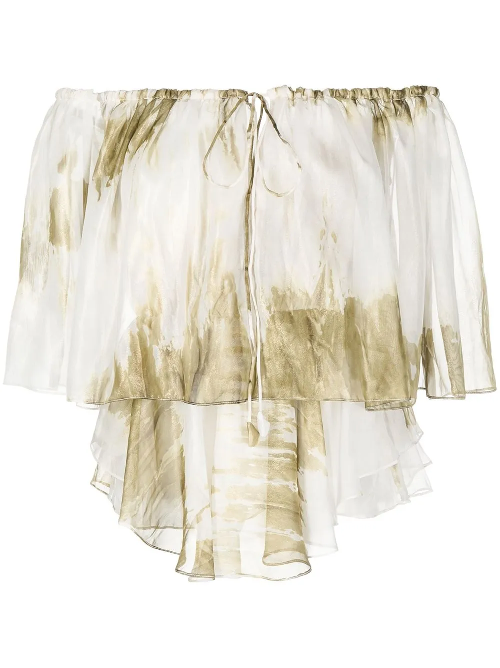 

Блузка с открытыми плечами и принтом тай-дай Bambah, белый