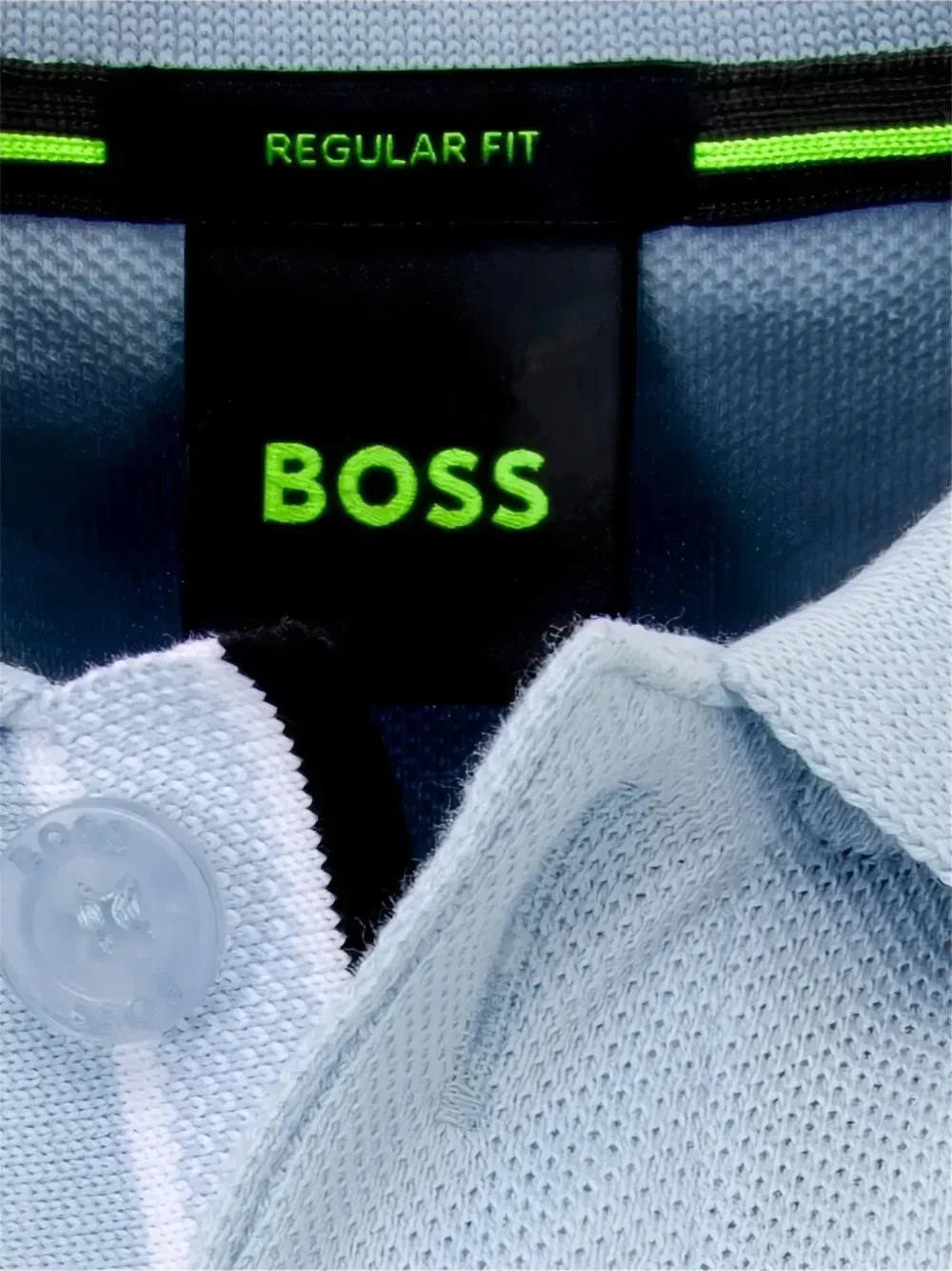 Футболка-поло с отворотом и вышитым логотипом BOSS, синий — фото 4