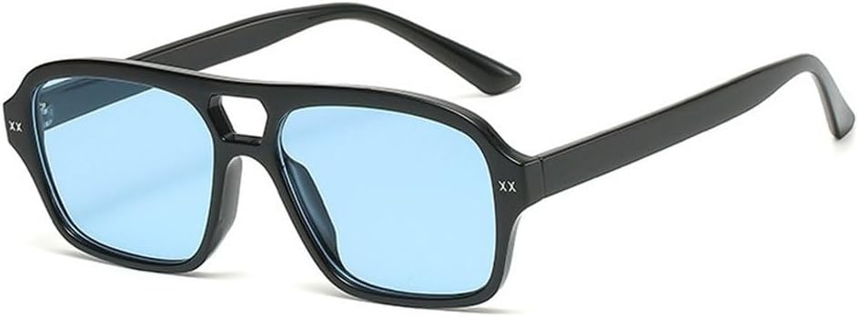 

Ретро-солнцезащитные очки с двойной перемычкой для женщин, квадратной формы, модные очки с градиентным переходом цвета, трендовые мужские солнцезащитные очки с линзами Ocean Lens UV400 SKFGNX, Black Blue