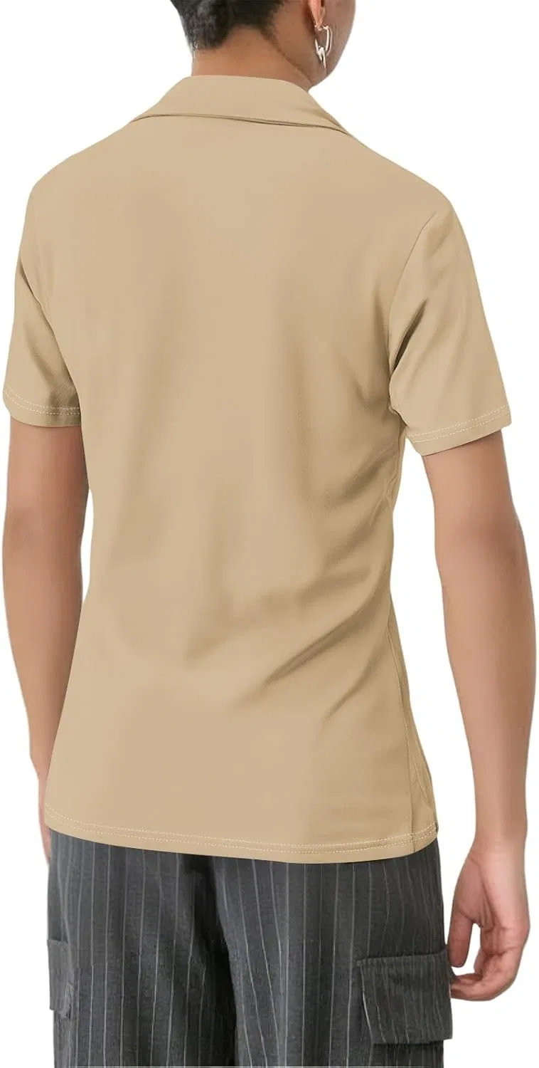 Женское поло с воротником-стойкой, Khaki, размерная линейка S-XXL — фото 2