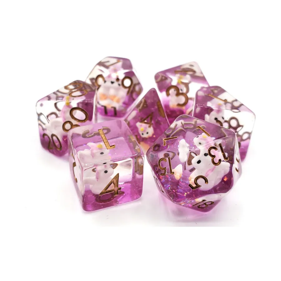 

Поликомплект Розовый Единорог с золотом (7), Acrylic-Resin Dice - Animal Kingdom