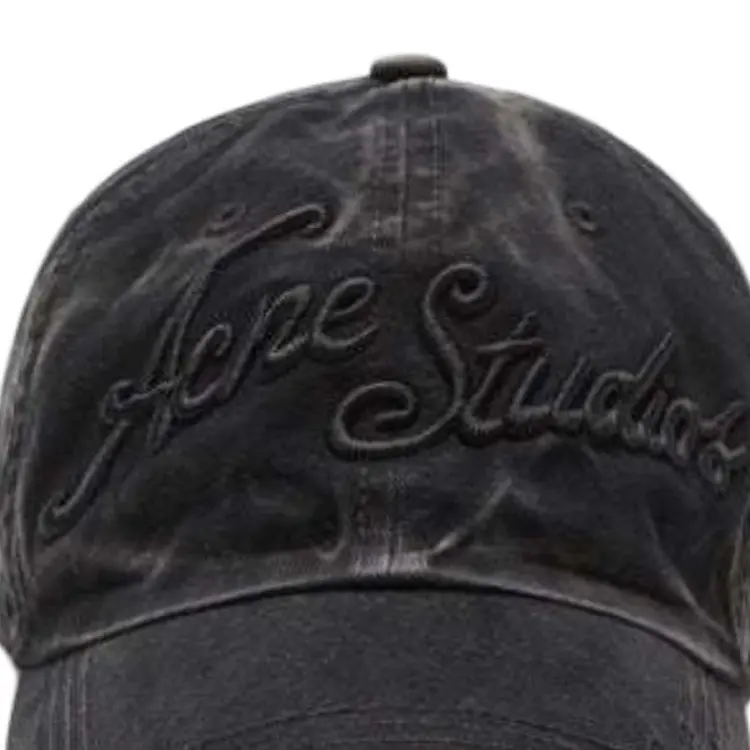 Фирменная кепка с изогнутым козырьком и детальным логотипом Acne Studios, черный — фото 4