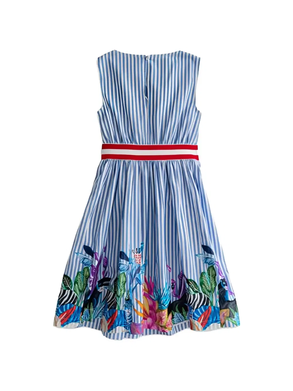Платье в полоску с анималистичным принтом Stella Jean Kids, синий — фото 2
