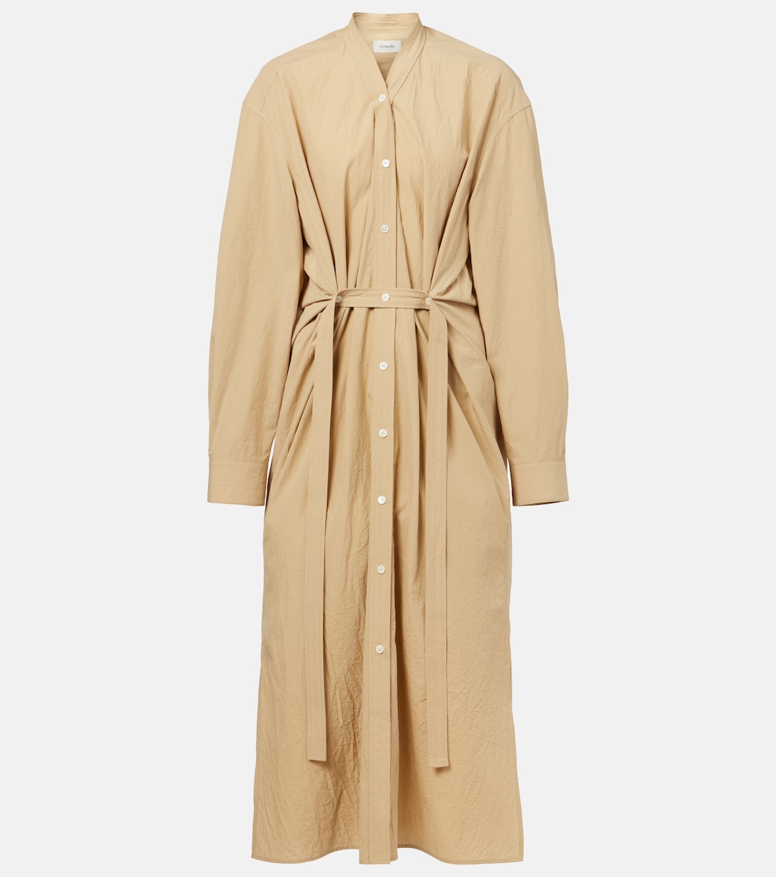 

Платье-рубашка из хлопка с поясом Lemaire, Natural Beige