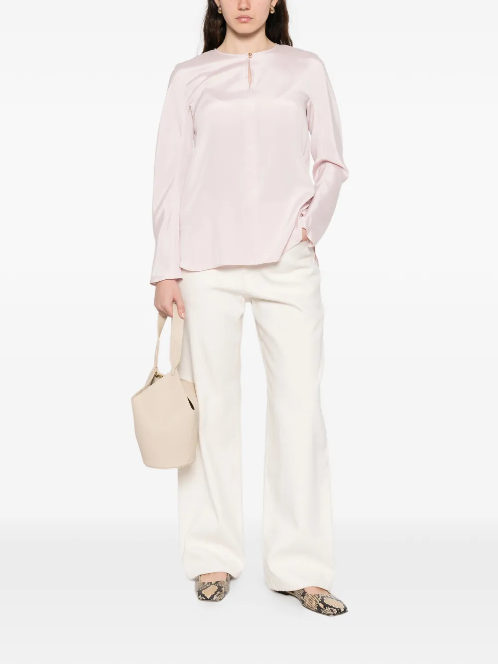 Блузка с ключевым вырезом Mxpmitico Max Mara, розовый — фото 2