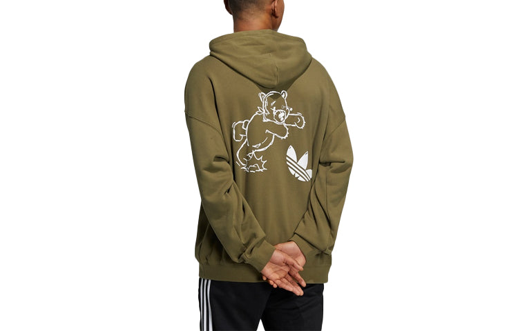 Худи Men's adidas originals Bear Pattern Pullover Hooded Long Sleeves Green HL4109 — фото 2