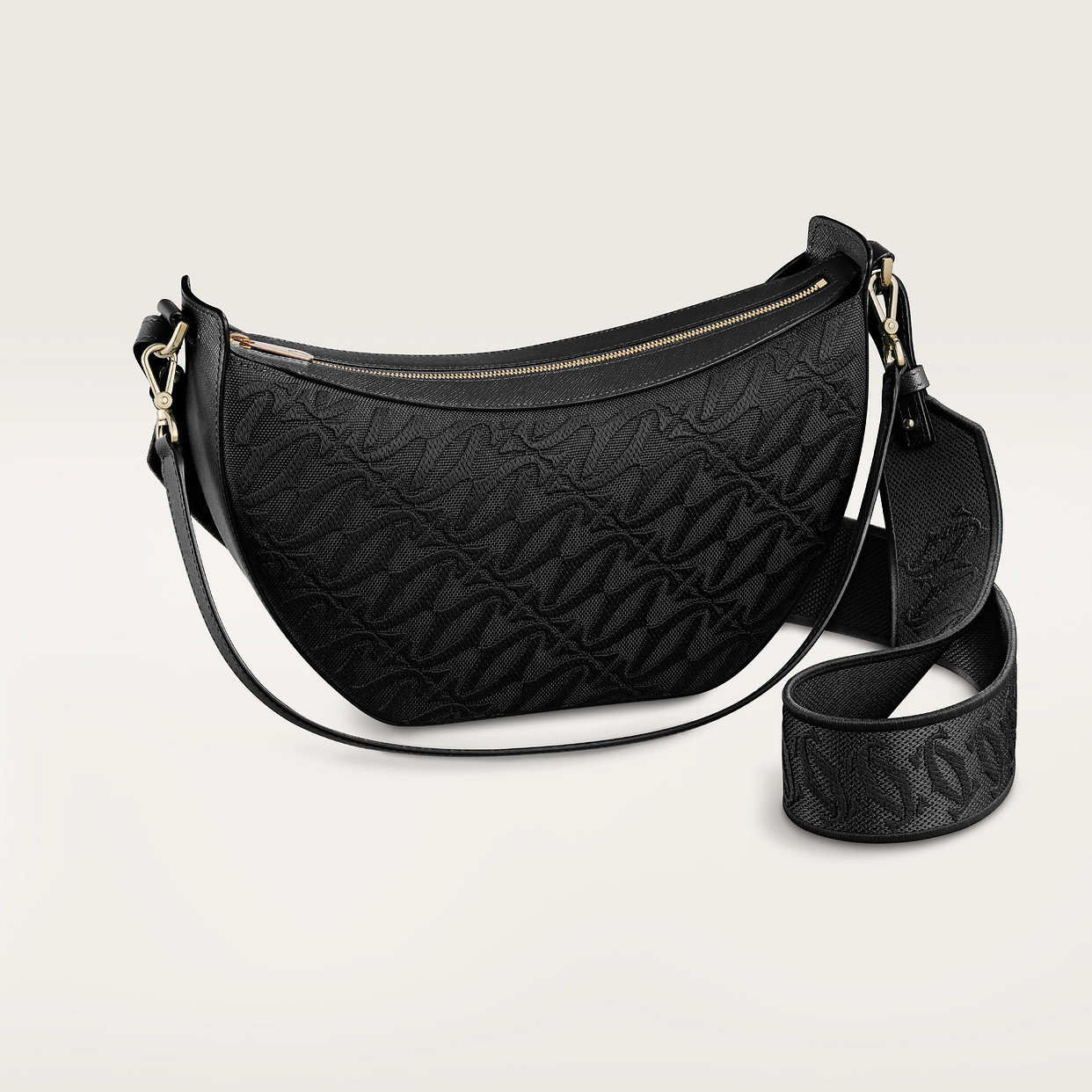 

Женская сумка через плечо Cartier Sac hobo, C de Cartier, черная текстурированная телячья кожа