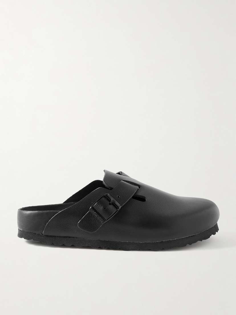 Бостонские кожаные сабо с отделкой из замши Birkenstock, черный