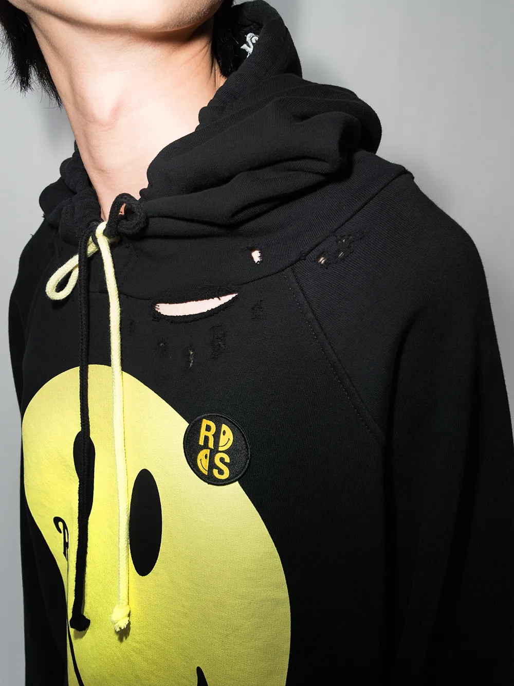 Худи оверсайз из коллаборации со Smiley Raf Simons, черный — фото 4