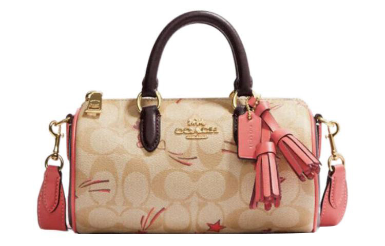 

Сумка-шоппер Lacey из холста с кожаными деталями, маленький размер, женская, цвет хаки и розовый COACH