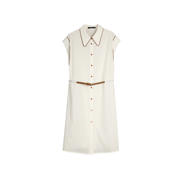 

ELLE Женское платье без рукавов с лацканом, миди, тонкое, экрю