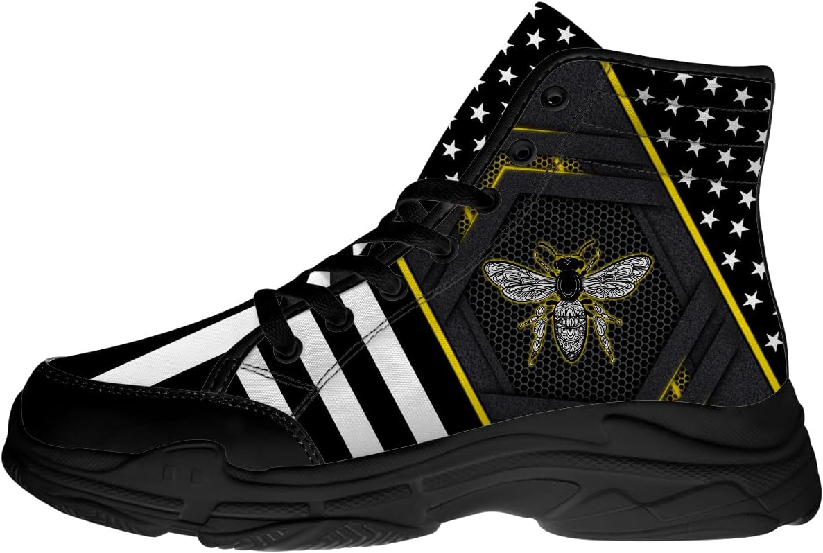 

Высокие кеды Bee для женщин и мужчин, тканевые кроссовки на платформе со шнуровкой, подарки для нее и для него Generic, черный