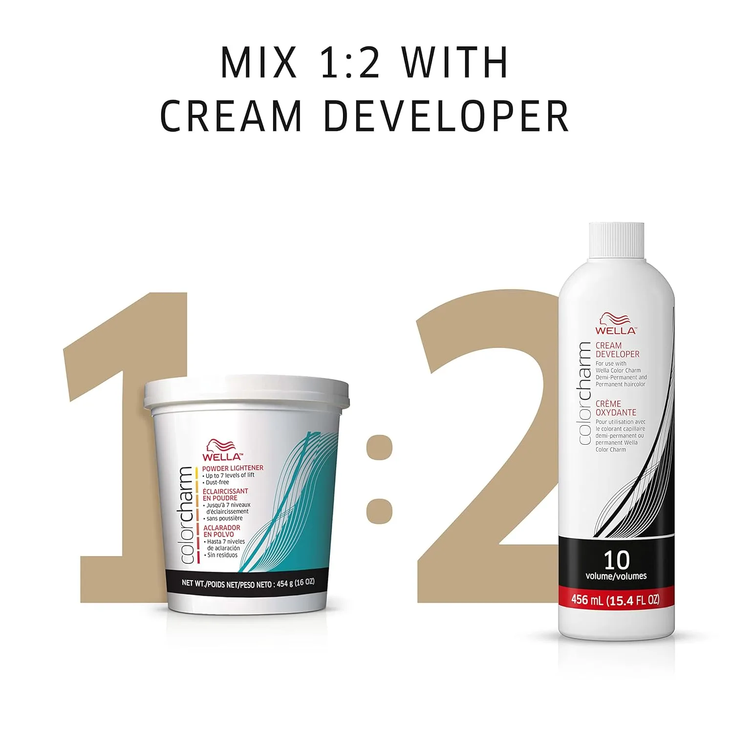 WELLA colorcharm 10 Vol Cream Developer для оптимального покрытия седины и насыщенного цвета, 436 г + WELLA colorcharm Powder Hair Lightener, осветление до 7 тонов, без пыли — фото 4