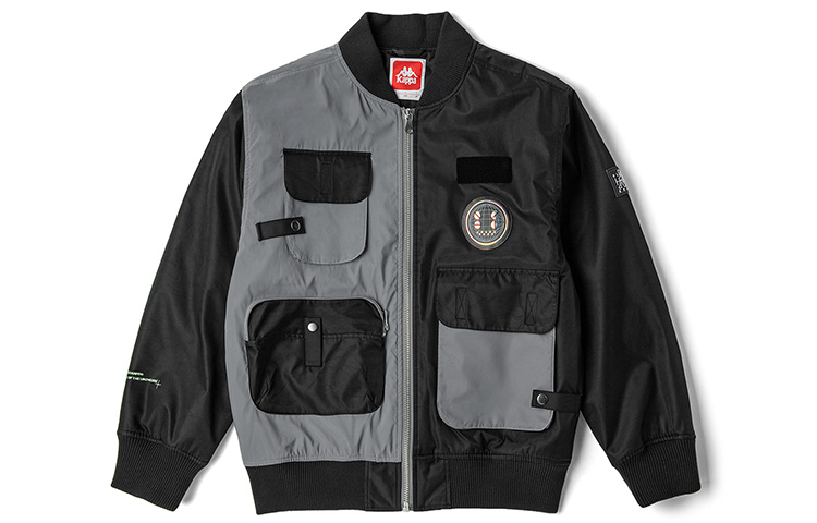 

Kappa Куртка-пуховик Unisex Black с бейсбольным воротником и цветными блоками