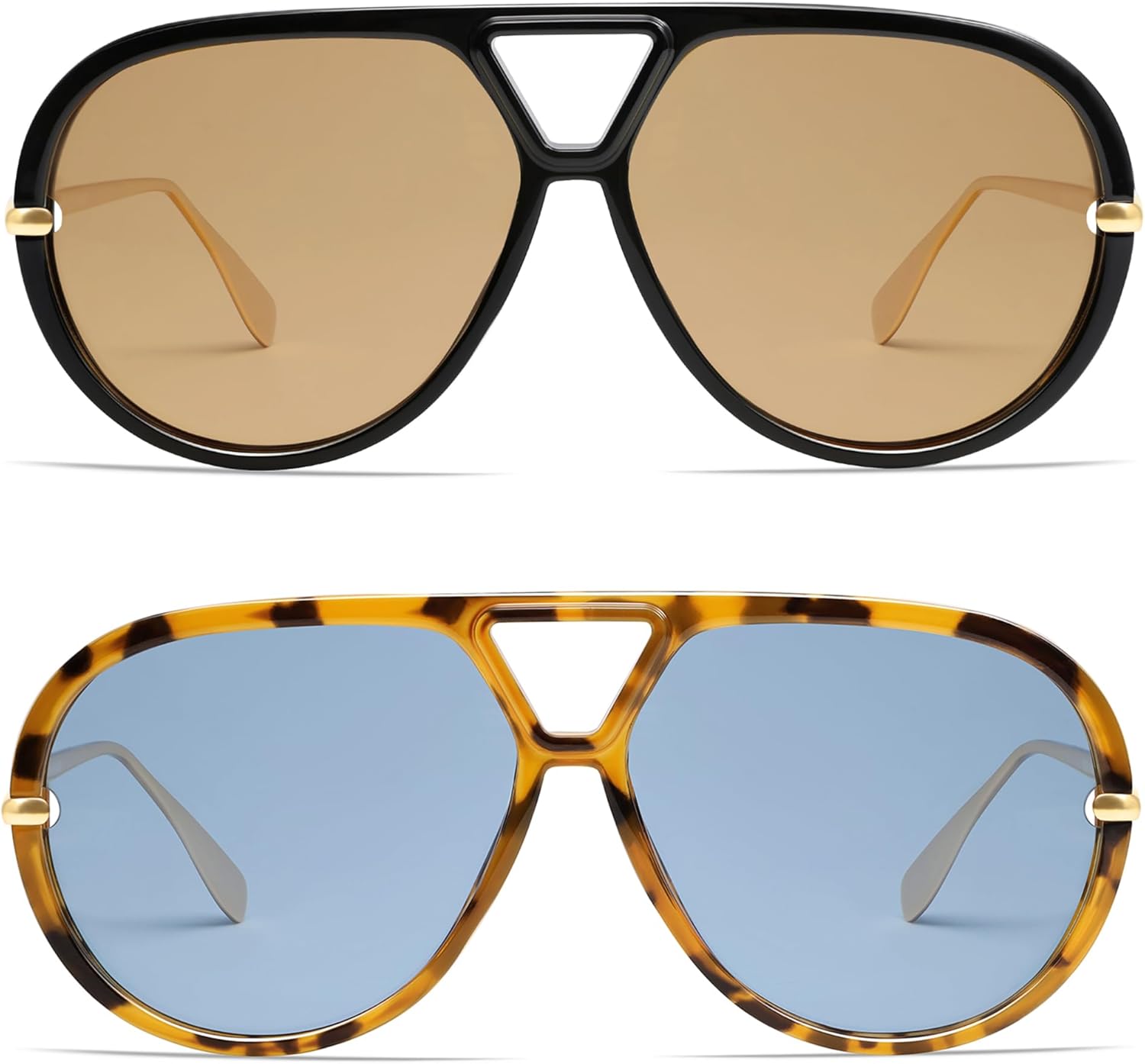 

Солнцезащитные очки-авиаторы VANLINKER большого размера, модные, поляризованные, для женщин и мужчин, ретро, ​​круглые, винтажные, в форме щита VL9798, 2 Pack-c5+c6-black/Brown&tortoise/Blue