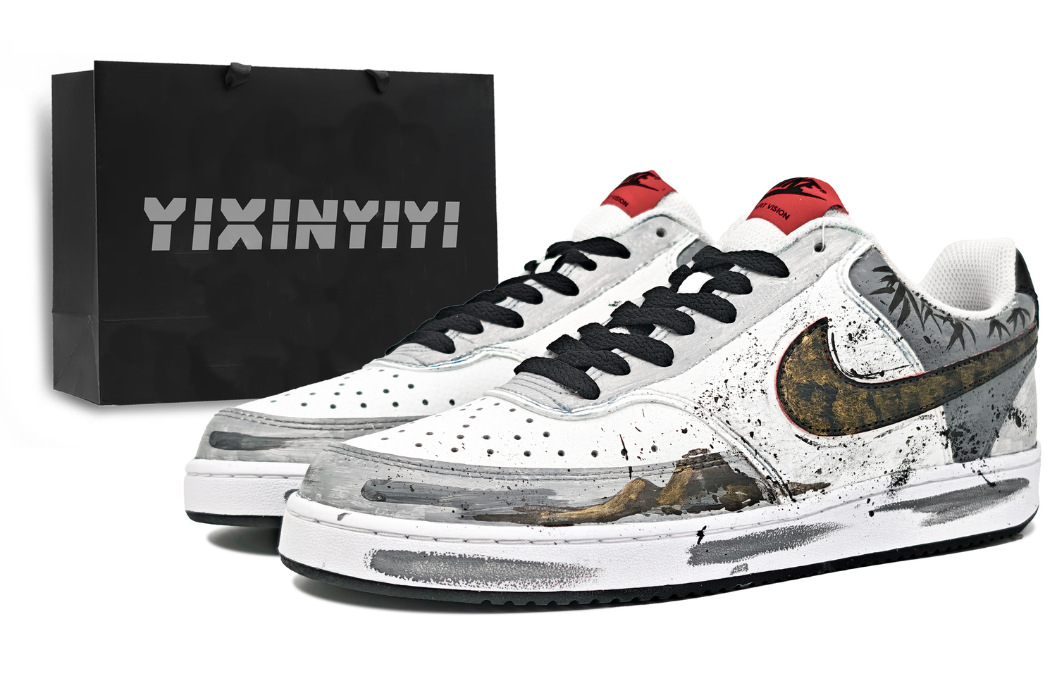 

Nike Court Vision 1 износостойкие и легкие низкие кроссовки для скейтбординга мужские black gold