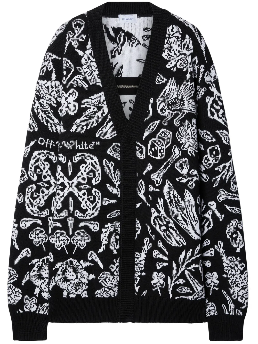 

Кардиган вязки интарсия с узором OFF-WHITE, черный