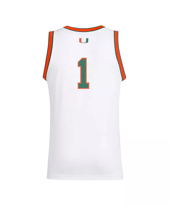 Мужская 1 белая майка-реплика Miami Hurricanes Swingman adidas — фото 2