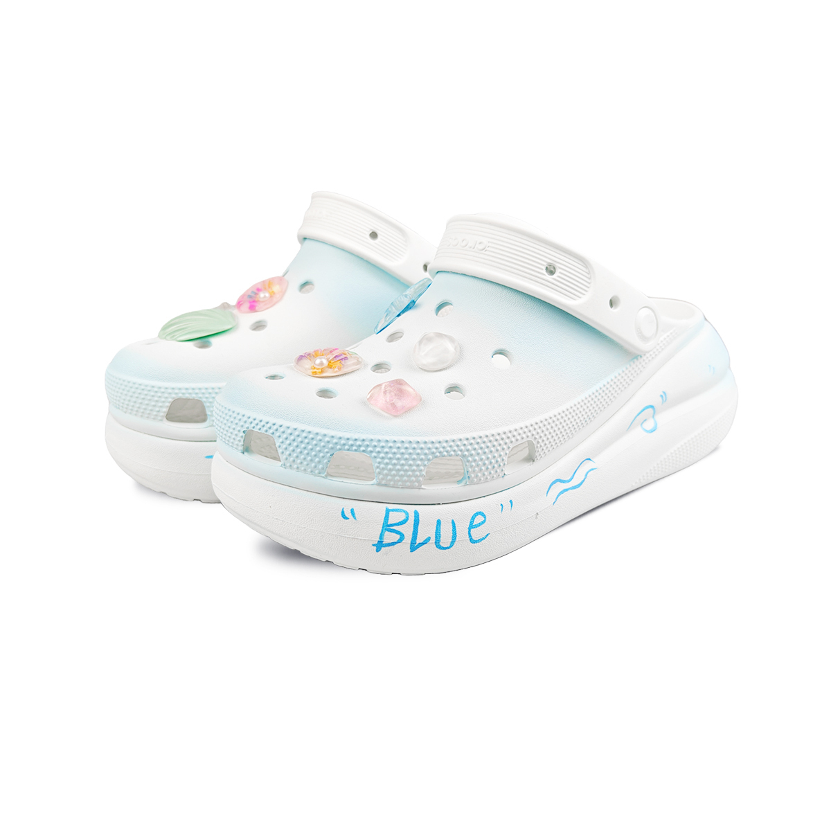Crocs Кроссовки Crush Clog для женщин бело-голубые, цвет White Blue — фото 3