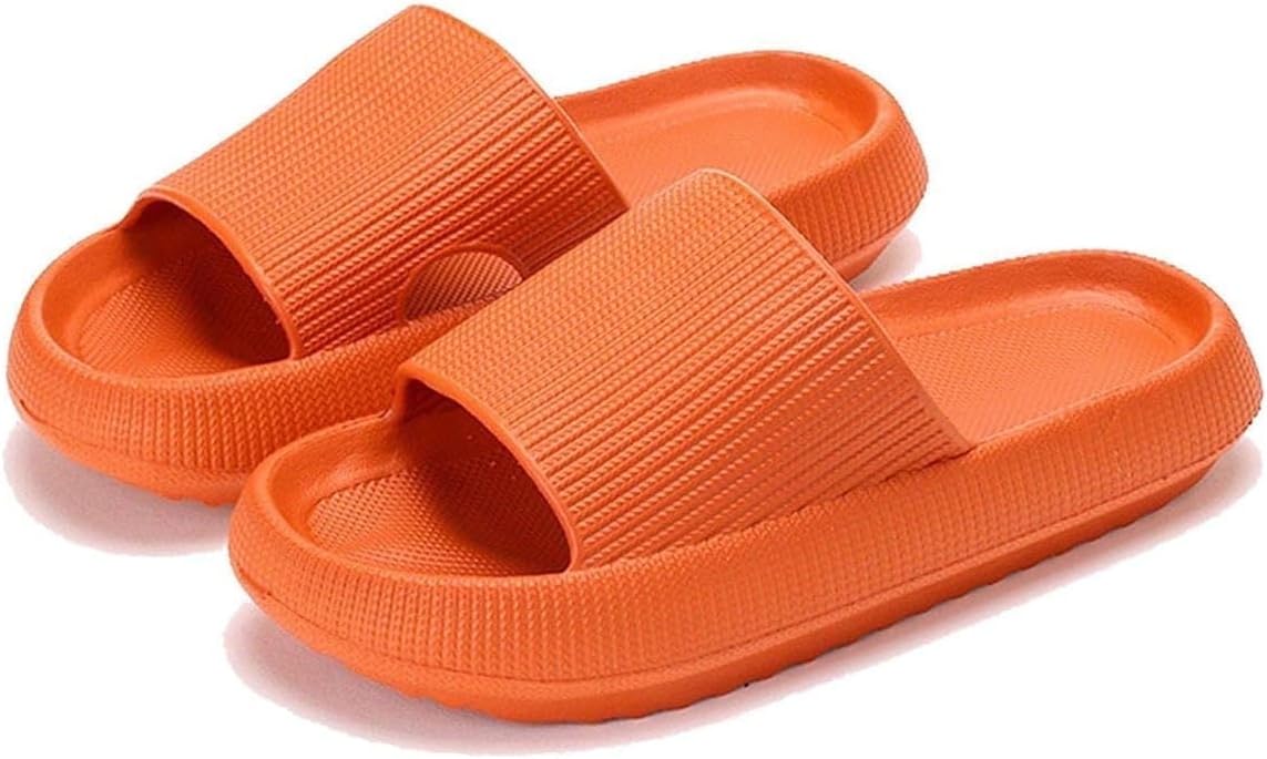 

Тапочки-подушки для мужчин и женщин - мягкие тапочки с толстой нескользящей подошвой для ванной комнаты, удобные сандалии для душа дома и на улице Kushionstock, оранжевый