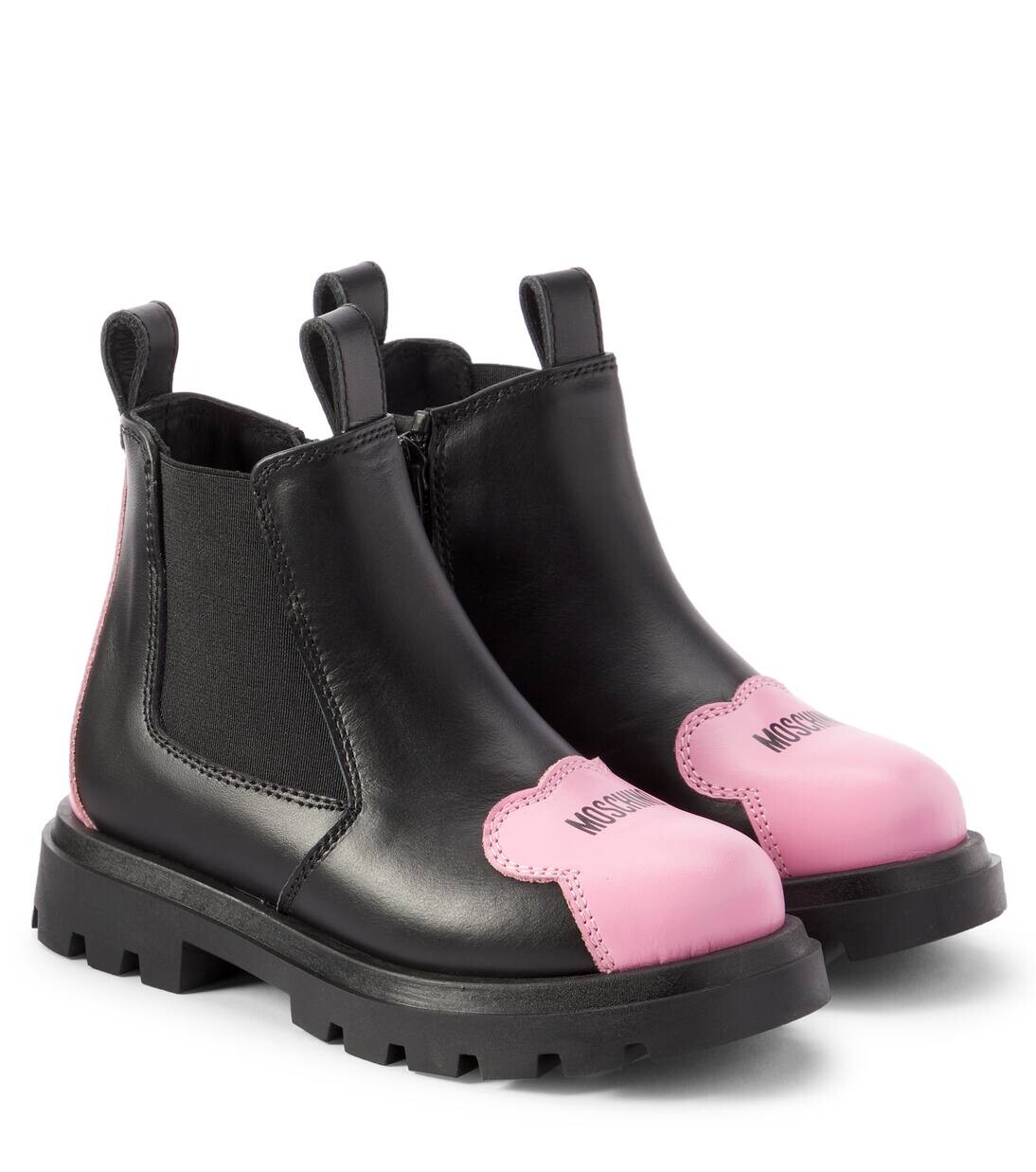 

Кожаные сапоги Moschino Kids, черный