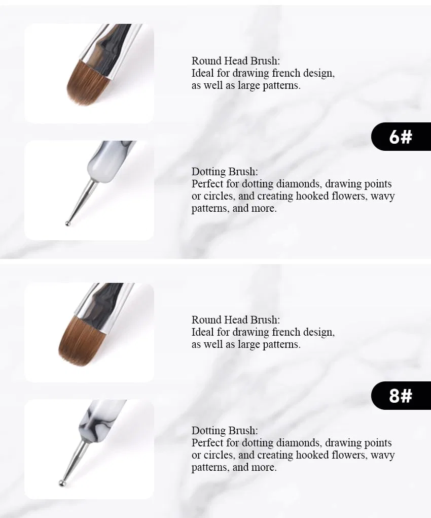 Двусторонняя кисть French Dual End для гелевого и акрилового наращивания ногтей Kazipop, 10# — фото 3