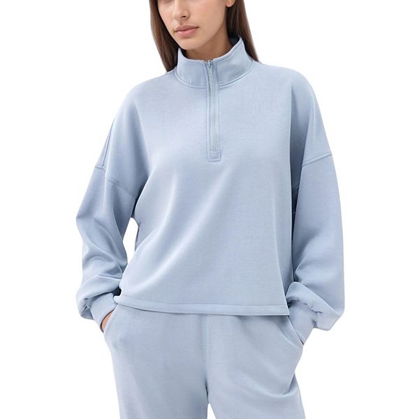 

Женский полузастегивающийся пуловер с длинным рукавом, высоким воротником и свободным кроем Anna-Kaci, Light Blue