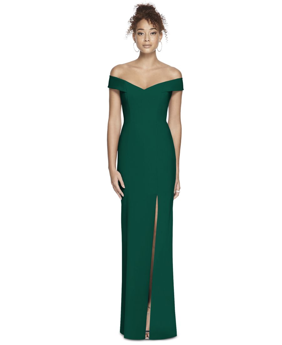 

Женское платье-трапеция с открытыми плечами и перекрестной спинкой Dessy Collection, Hunter Green