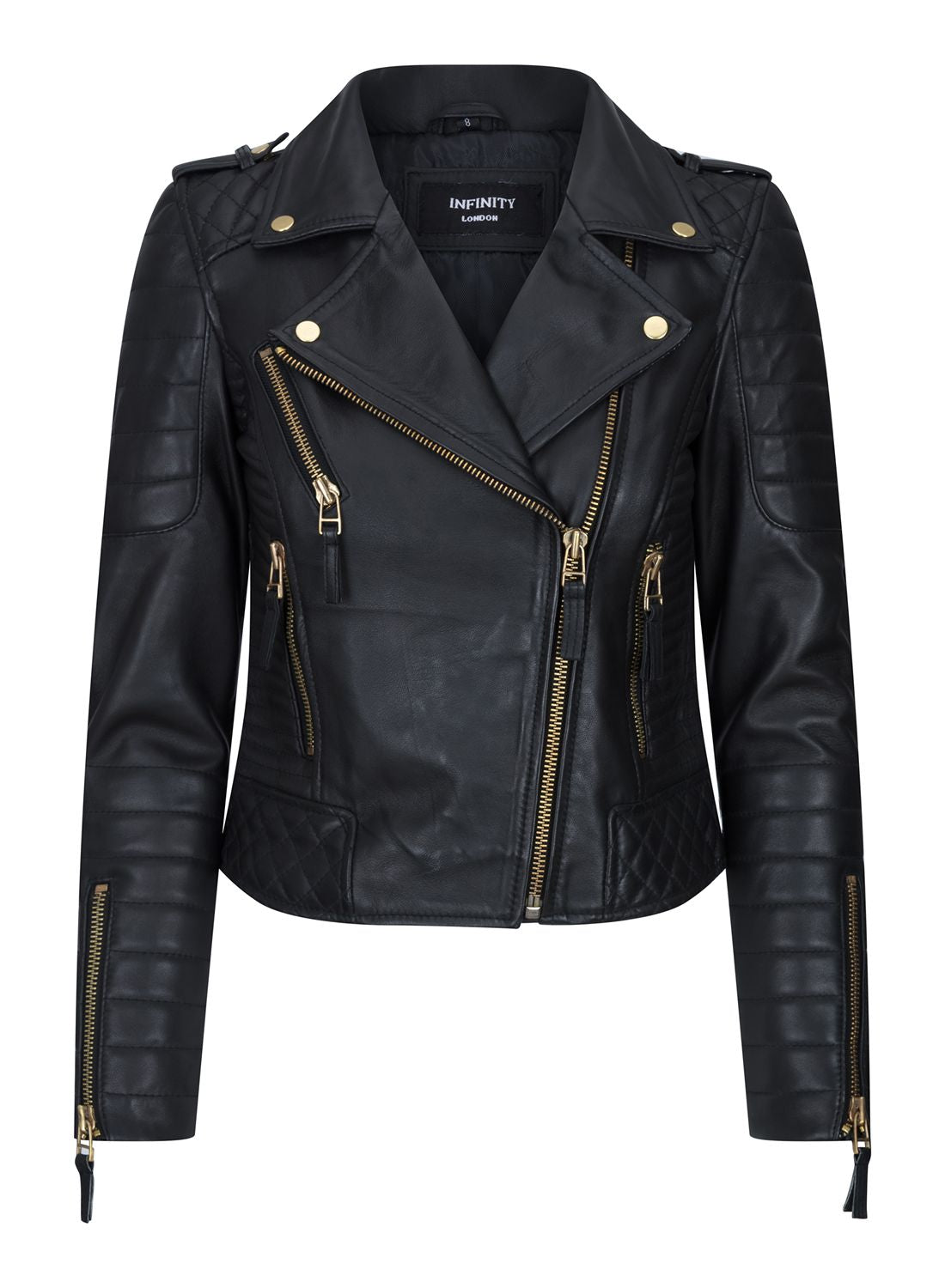 

Мотоциклетная кожаная куртка Brando с перекрестной молнией TruClothing, цвет black gold