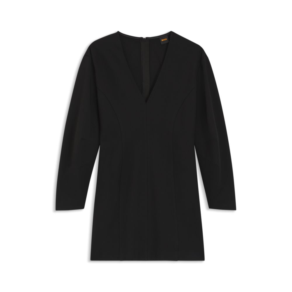 

Платье с V-образным вырезом и деталью в области кроя BOSS, черный