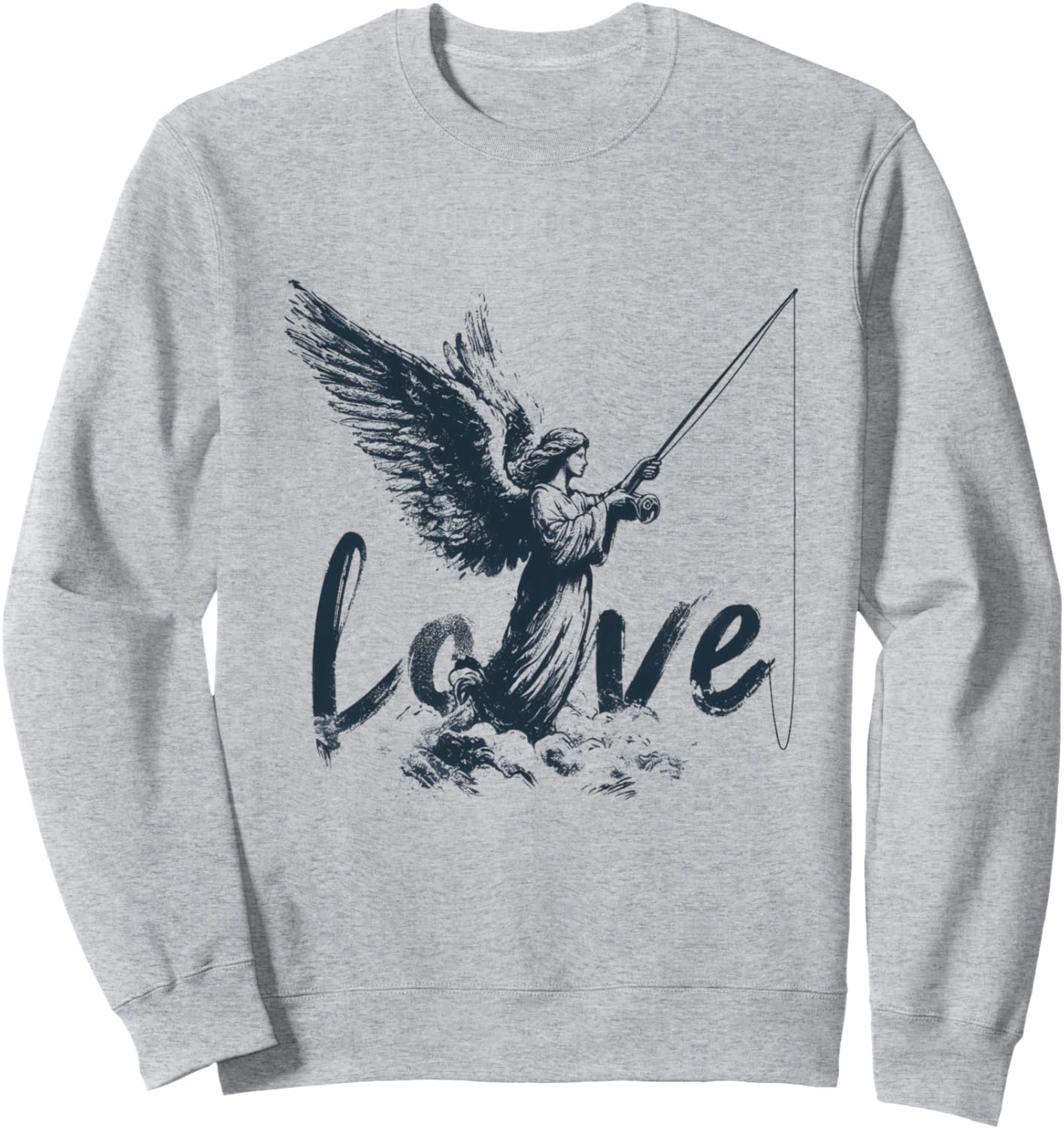 

Ангел с удочкой, надпись «любовь», романтический мотив, толстовка Engel Und Liebe Designs Von Drosoman, серый