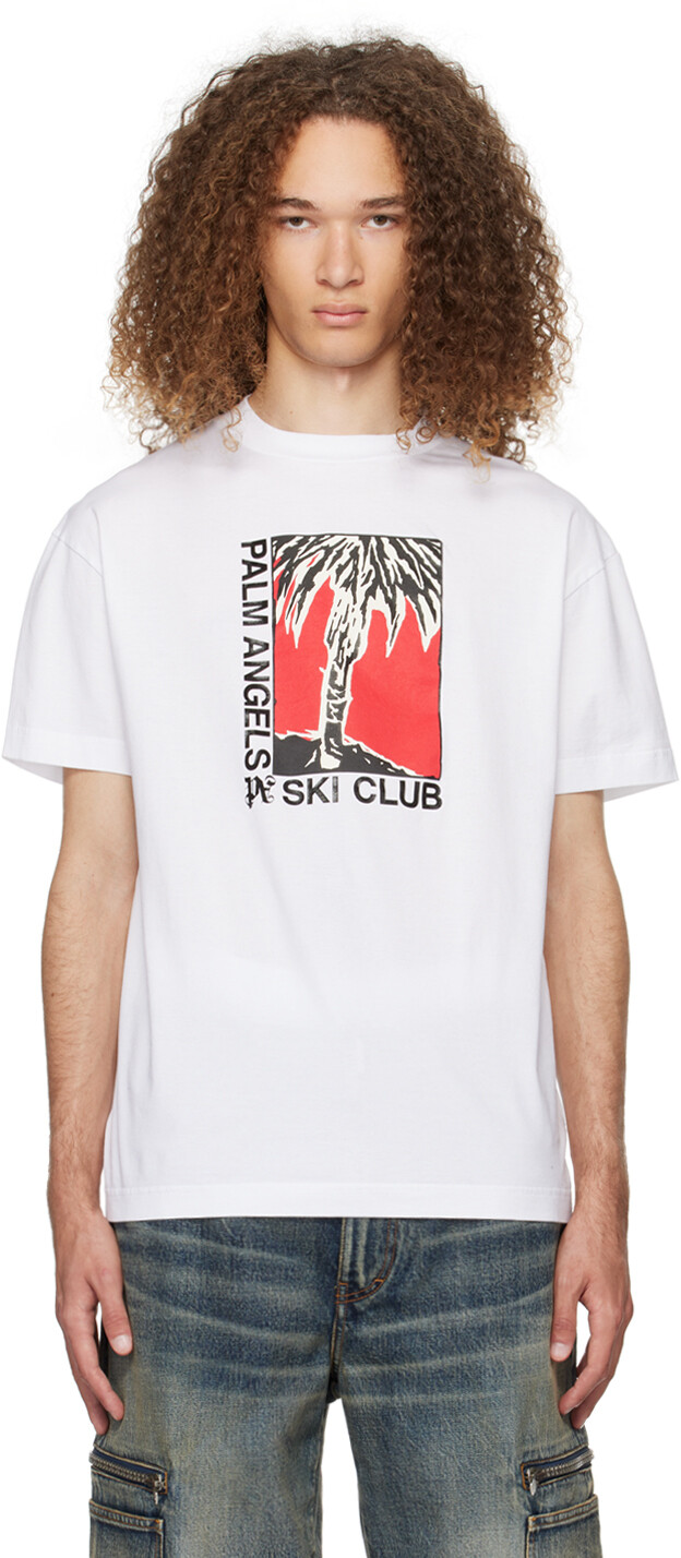 

Белая футболка Ski Club Classic Palm Angels, белый/черный