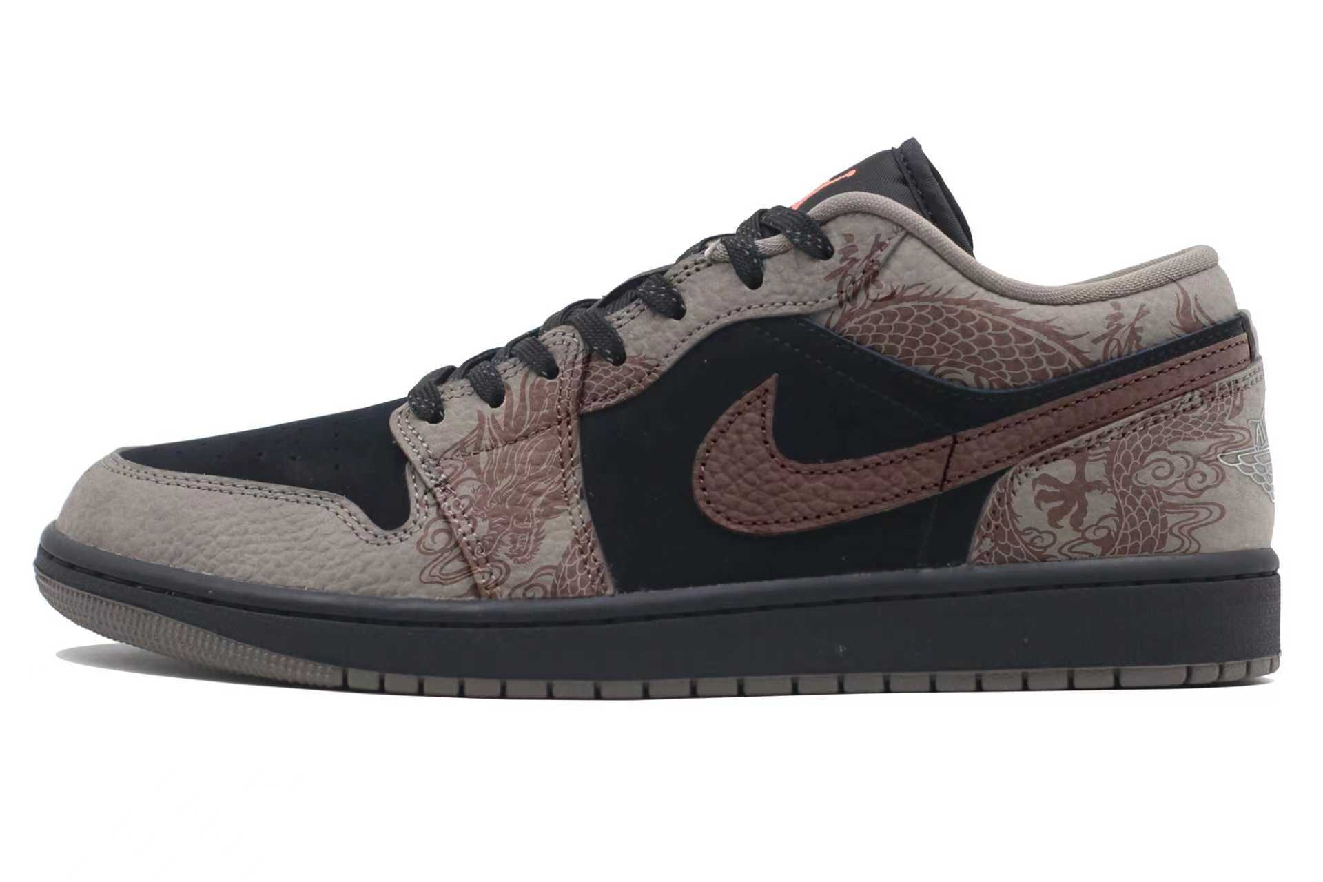 

Jordan Air 1 Abrasion Resistant Low top Vintage Basketball Shoes мужские черно-коричневые