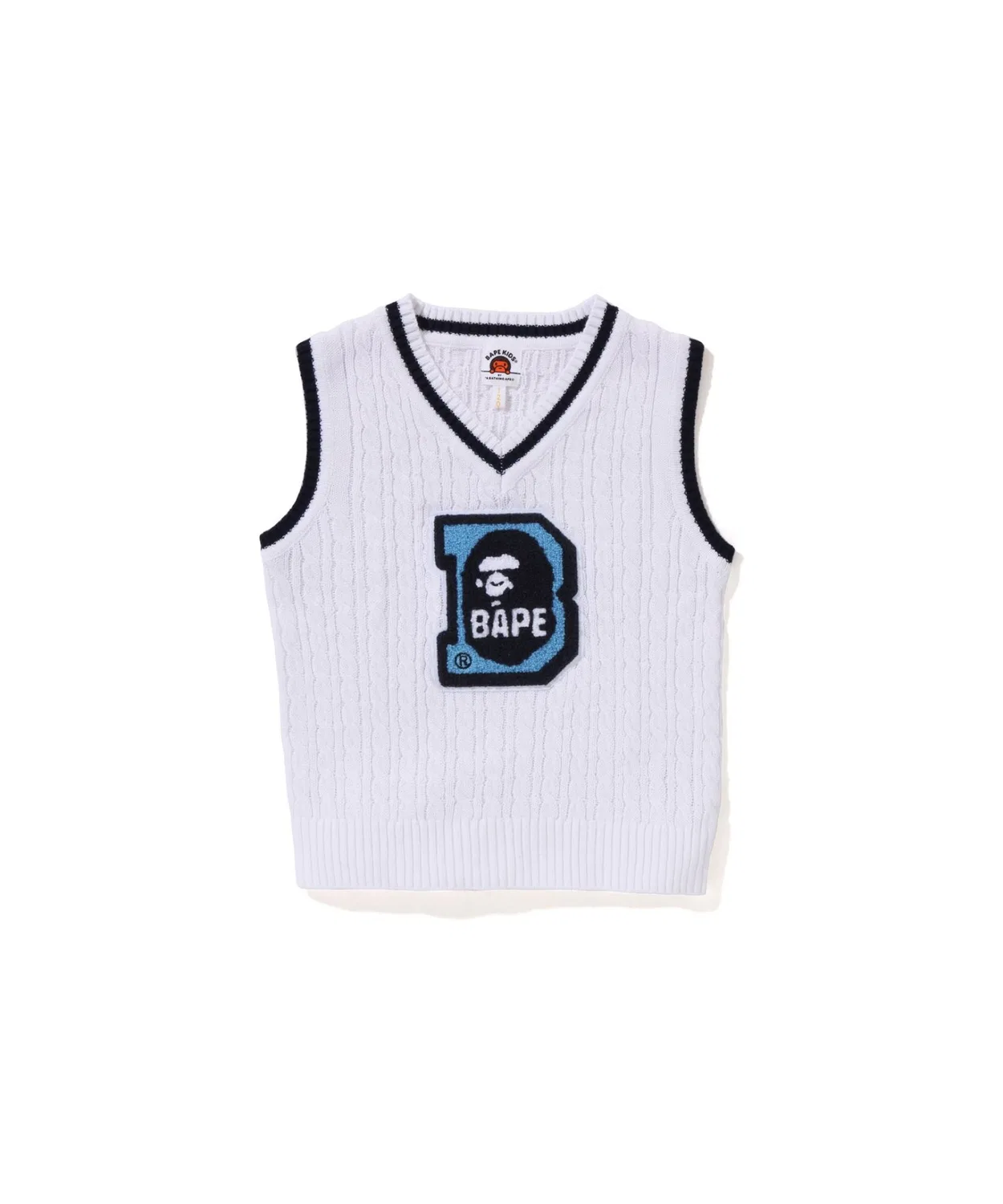 Жилет вязаный cable knit A Bathing Ape с патчем, белый