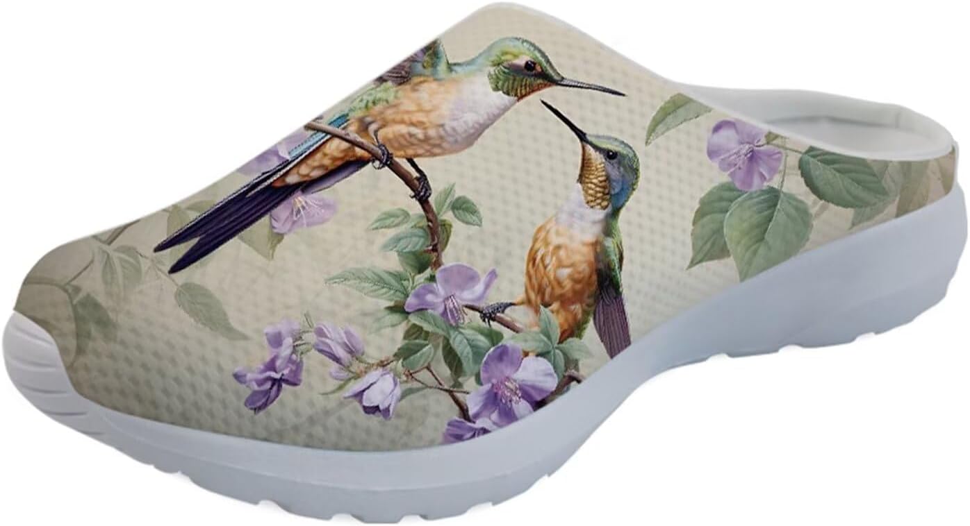 

Мужские садовые сабо GLENLCWE, женские сабо-сандалии, сетчатые пляжные тапочки для душа, повседневные мюли с поддержкой свода стопы для дома и улицы, Retro Hummingbird