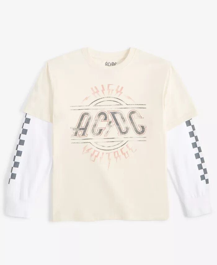 

Футболка Big Boys с рисунком AC/DC в многослойном стиле Grayson Threads Kids, The Label, коричневый/бежевый