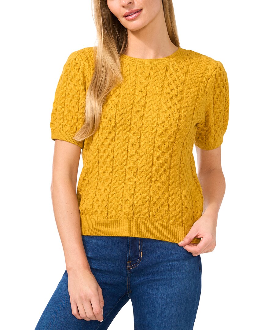 

CeCe Puff Sleeve смешанный вязаный свитер с косами, цвет multi