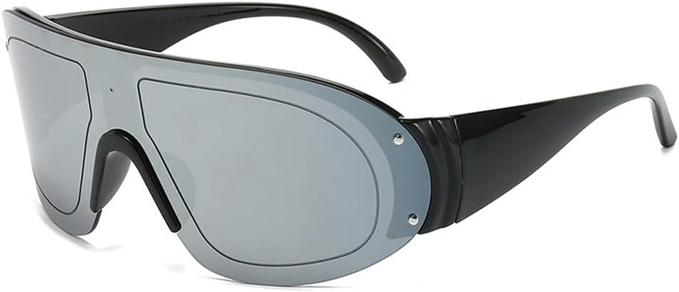 

Большие солнцезащитные очки для женщин и мужчин, модные, роскошные, цельные, в стиле панк, женские, для активного отдыха, вождения, с защитой от УФ-излучения UV400 TKKTLLT, Black Silver