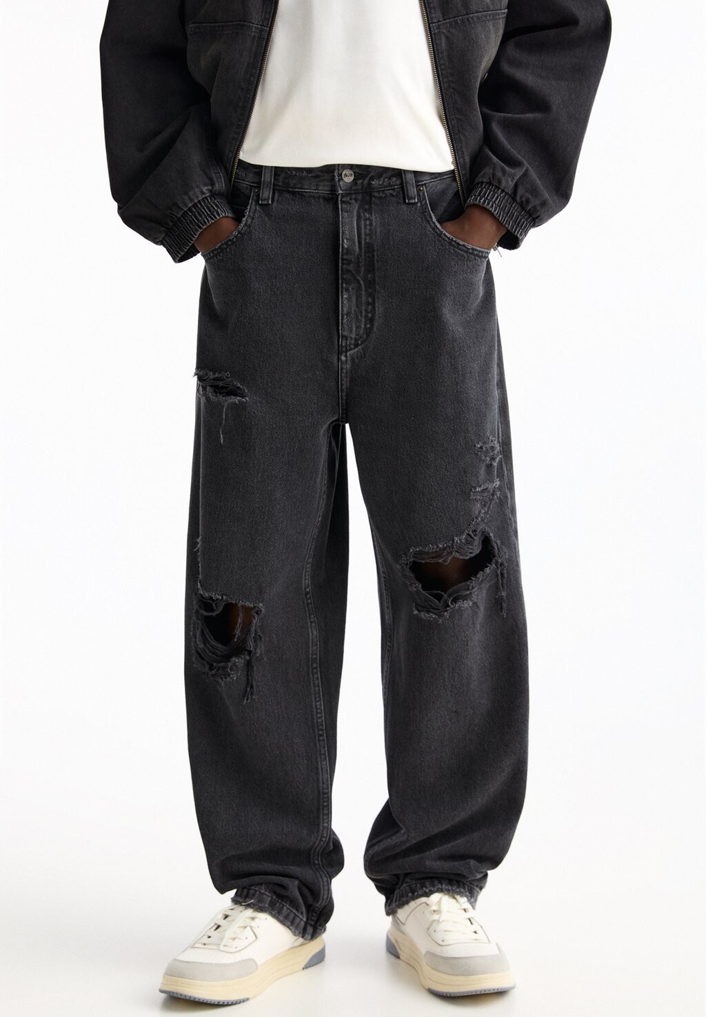 

Джинсы прямого кроя BAGGY PULL&BEAR, черный
