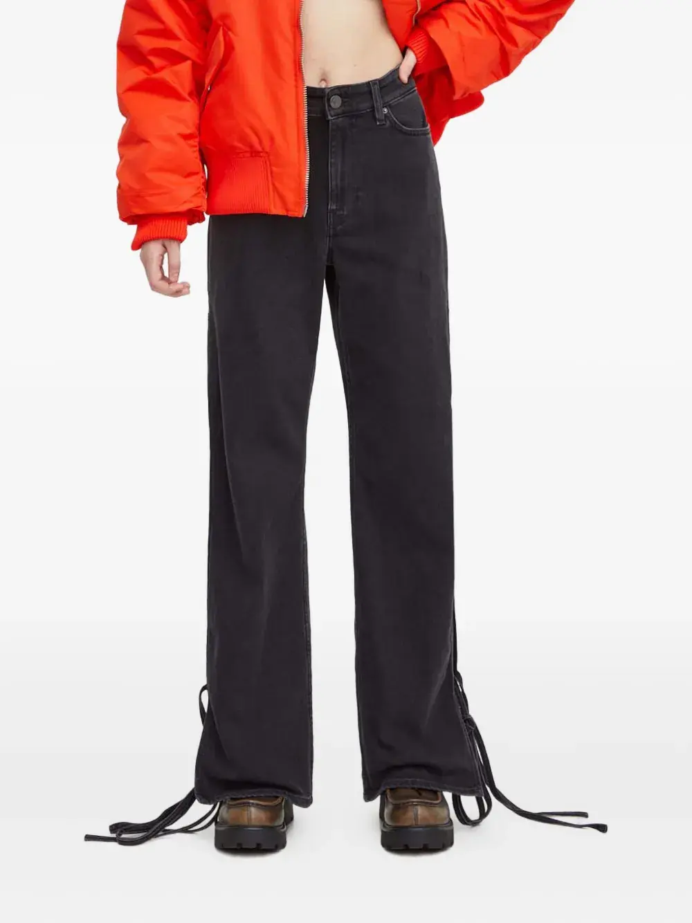 

Брюки с разрезами на шнуровке Won Hundred, серый