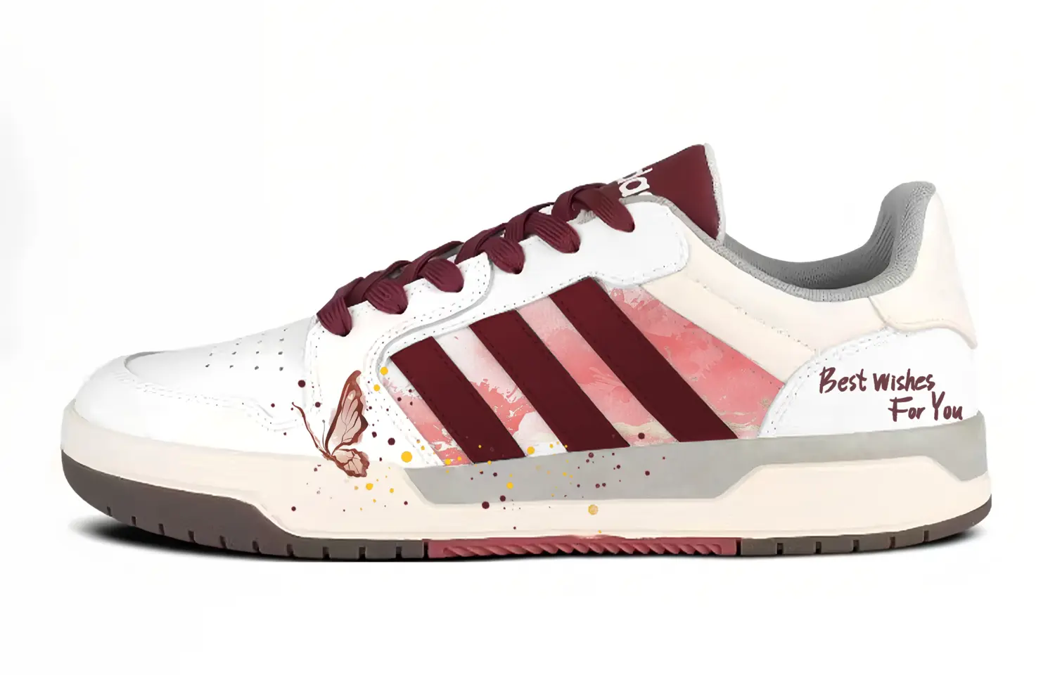 

Adidas Neo Кроссовки для скейтбординга Enprap Butterfly Sea Cushioning Balance Abrasion Resistant Low top, унисекс, белый с красными элементами