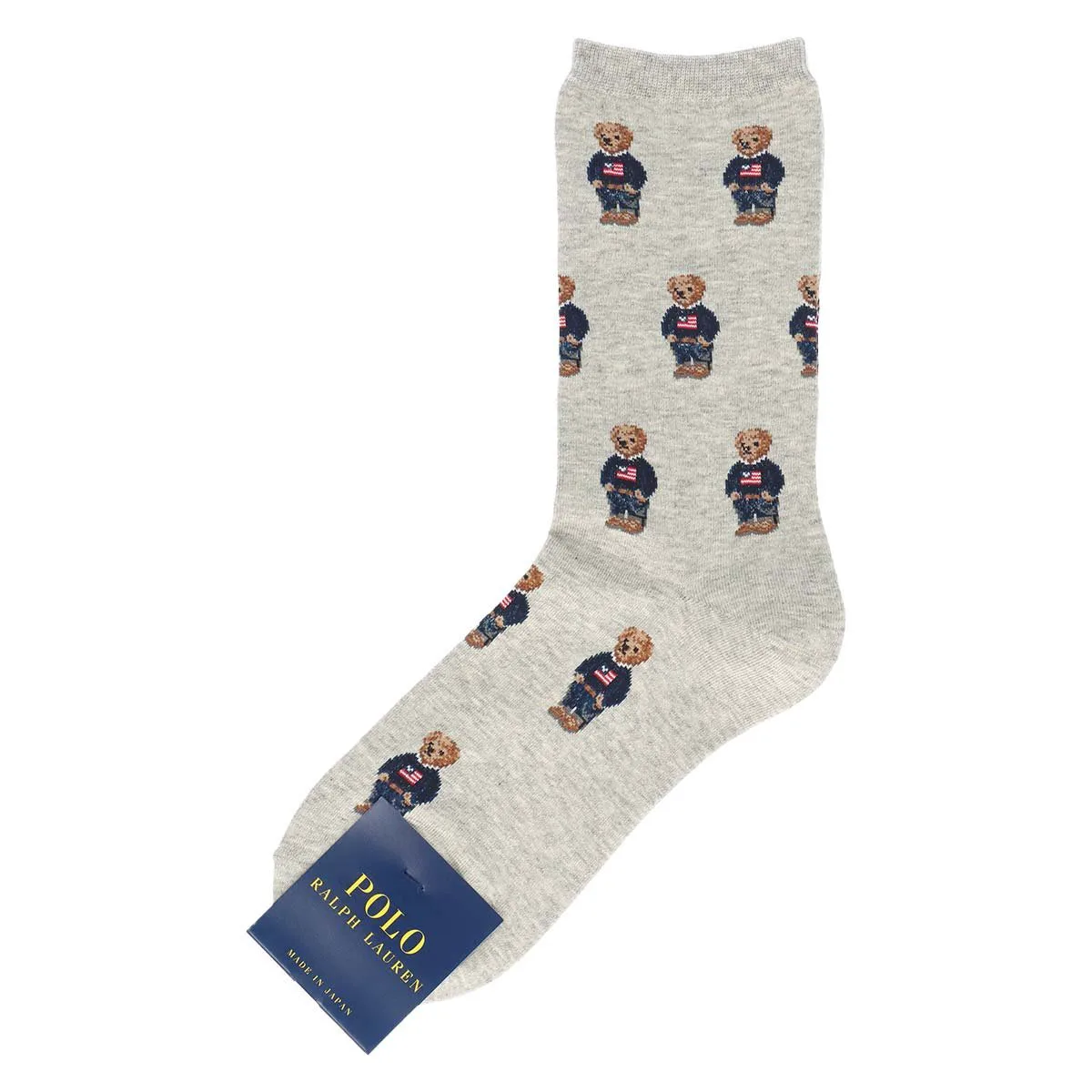 Носки из органического хлопка с принтом в виде мини-медведя и флага. Polo Ralph Lauren, 93. Light Gray