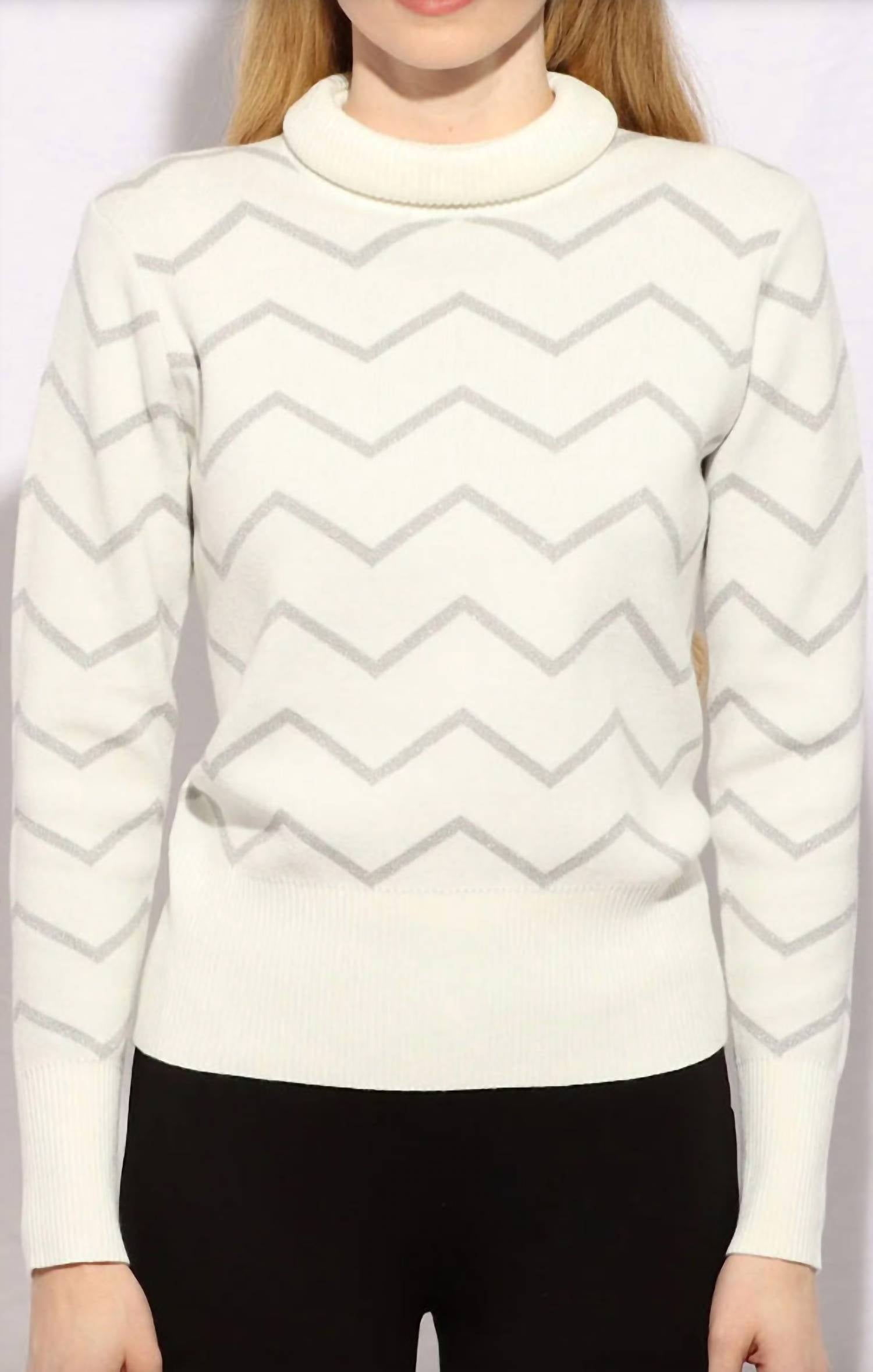

Водолазка с металлическим зигзагом в кремовом цвете Metric Knits