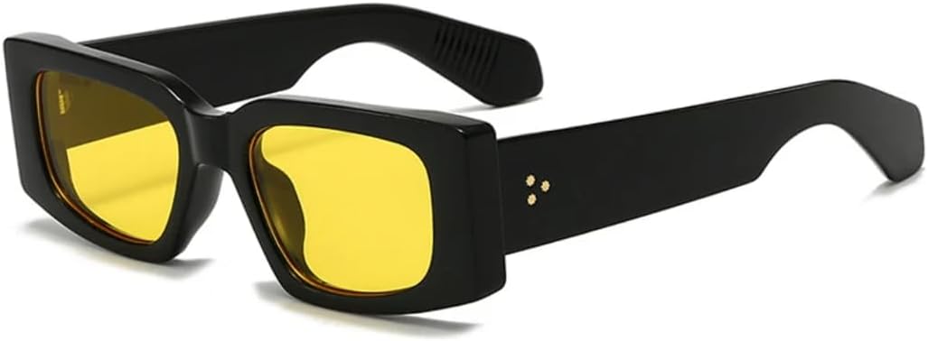 

Модные женские солнцезащитные очки в винтажном стиле с заклепками, мужские желто-синие очки с защитой от УФ-излучения UV400, трендовые панк-солнцезащитные очки UUPTTPL, Black Yellow