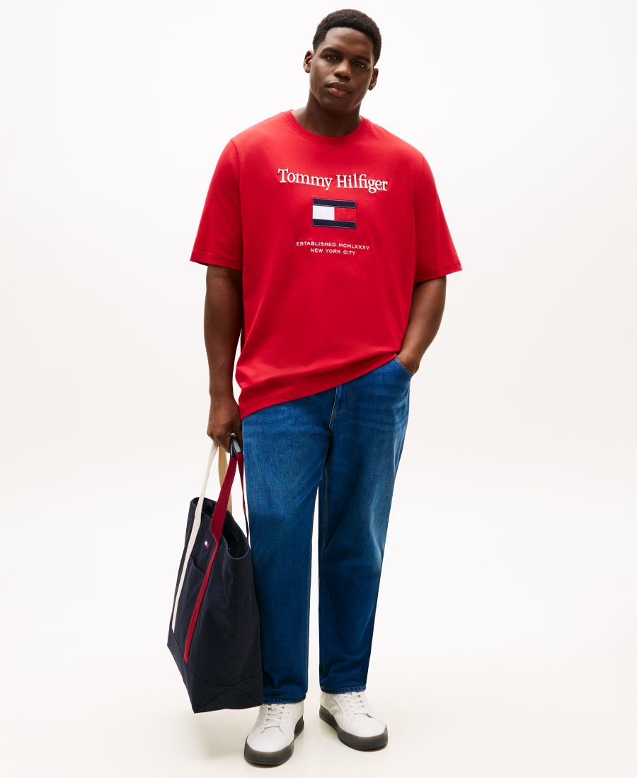 Мужская футболка больших размеров с вышитым флагом Tommy Hilfiger, Medium Red — фото 2