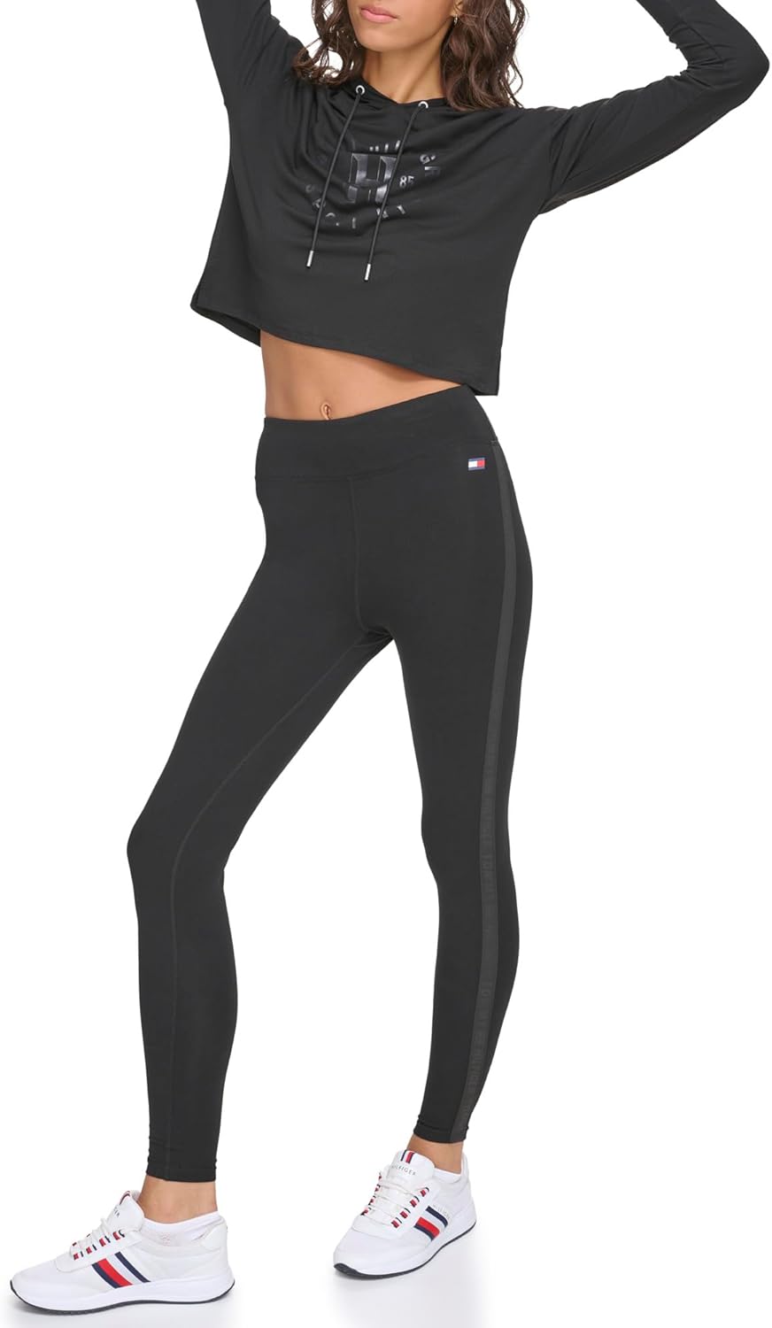 

Женская легкая укороченная толстовка с капюшоном Tommy Hilfiger с монохромным логотипом, Black, Черный, Женская легкая укороченная толстовка с капюшоном Tommy Hilfiger с монохромным логотипом, Black