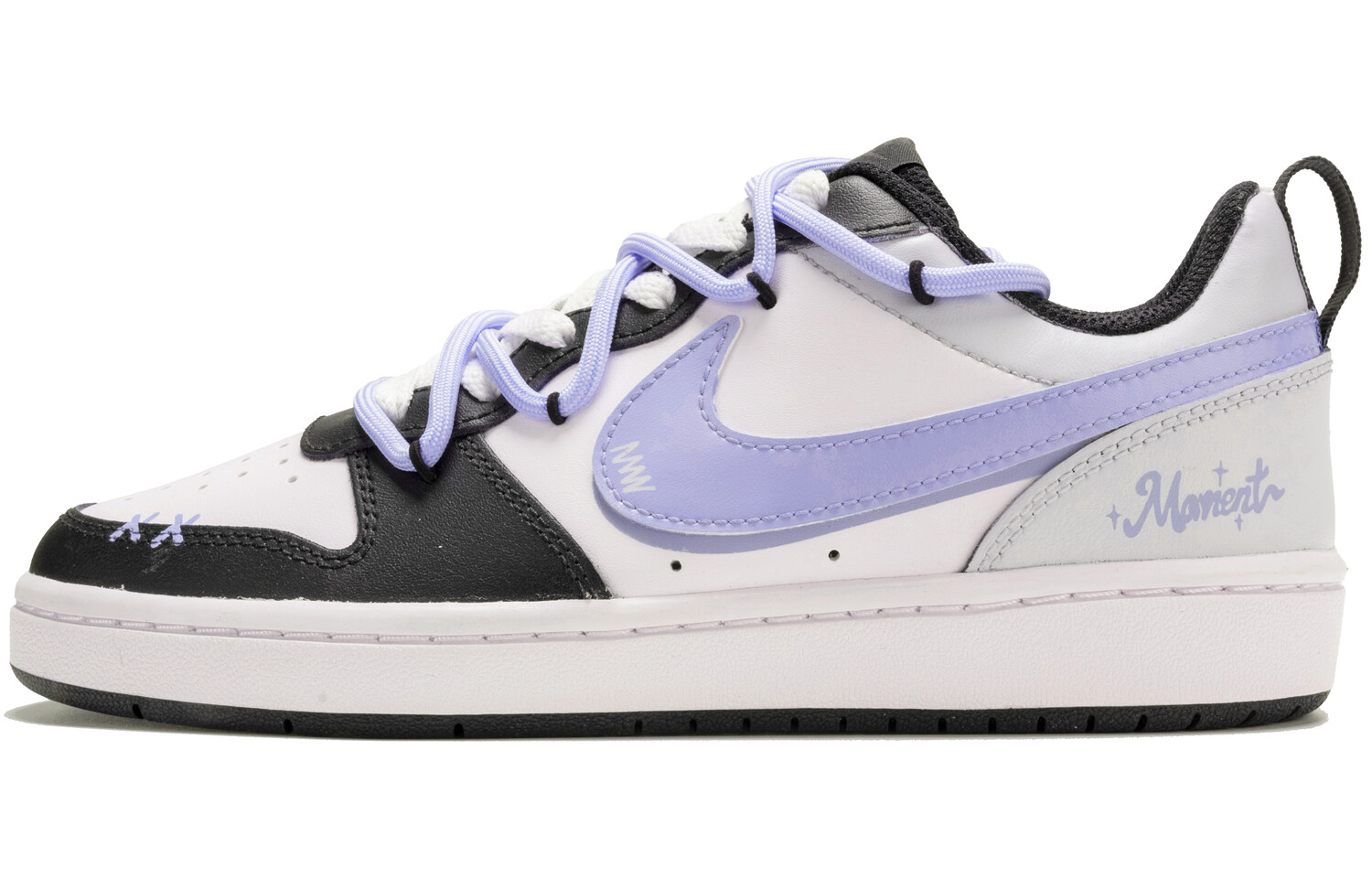 

Кроссовки Nike Court Borough Skateboarding Shoes Women's Low-top Black/White/Purple, светло-фиолетовый