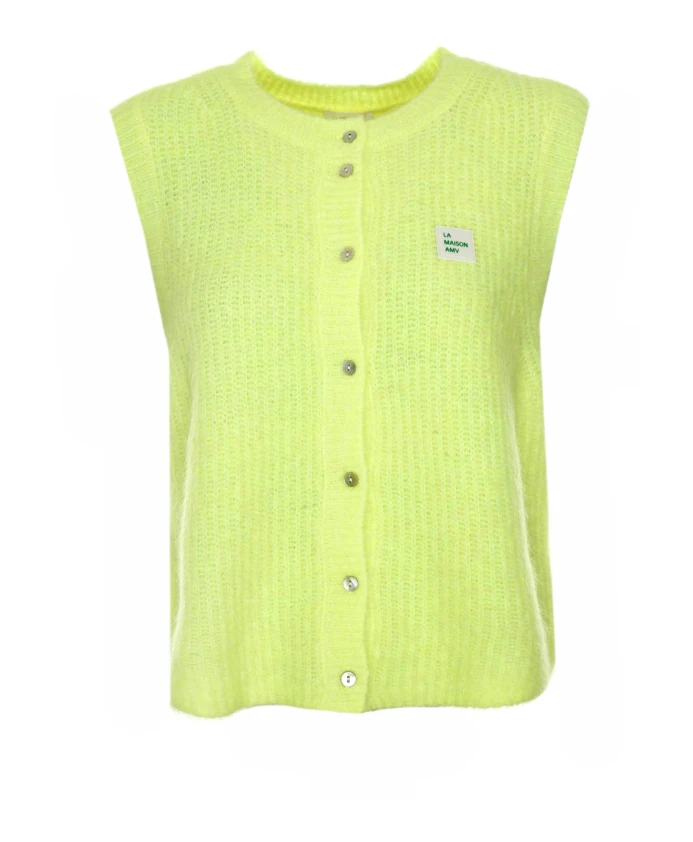 

Кардиган без рукавов с застежкой на пуговицы. American Vintage, желтый