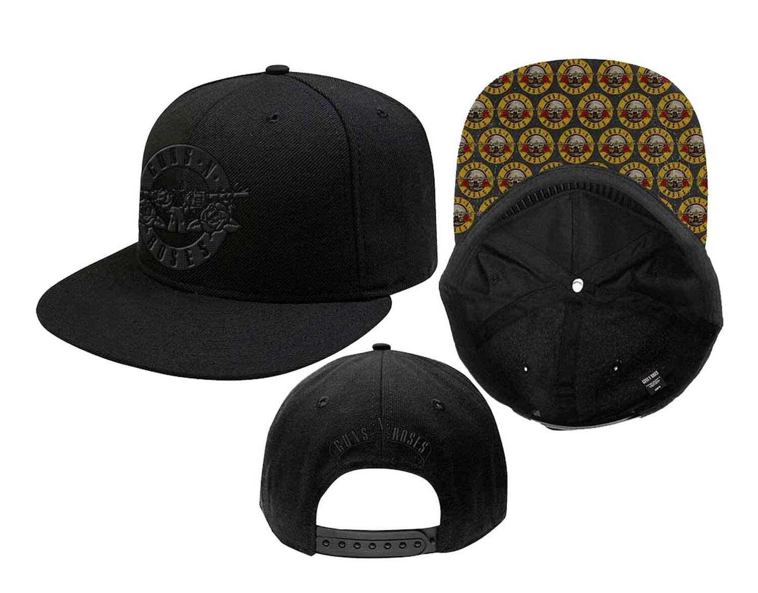 

Бейсболка Snapback Classic с логотипом и принтом на полях Guns N Roses, черный
