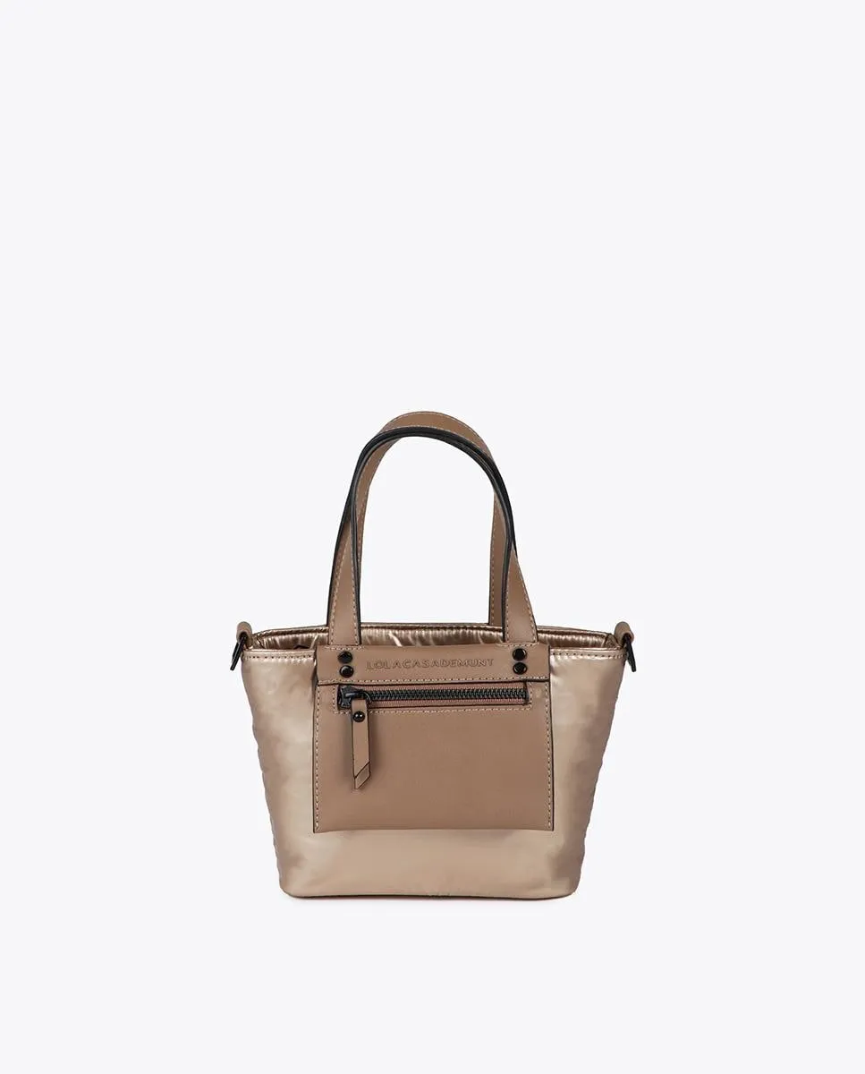 

Мини-сумка-шоппер на плечо из сатина с эффектом кожи Lola Casademunt, золотой